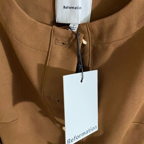 Reformation Micah Brown Faux Button Up Long Sleeve Mini Dress NWT Size Small - Picture 5 of 8